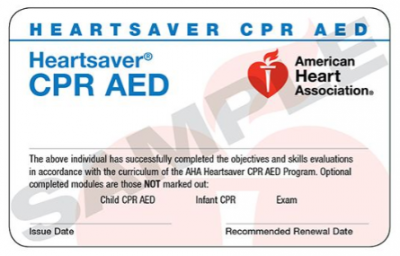 Heartsaver CPR AED Card