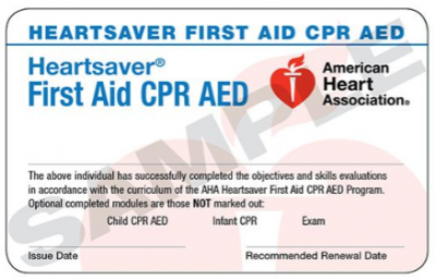 Heartsaver First Aid CPR AED Card