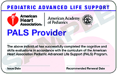 Pediatric Advanced Life Support Provider Card